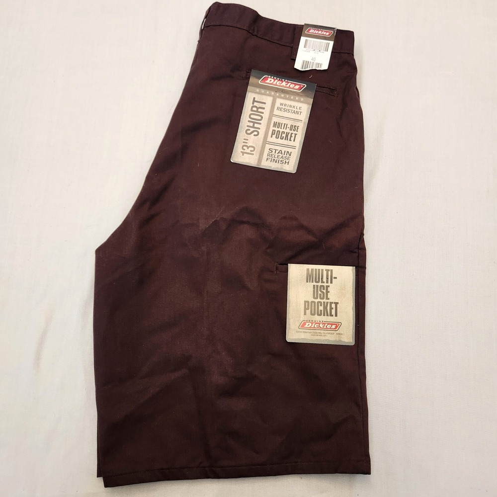 Vtg Dickies Shorts Loose Fit Multi-Use Pocket Dark Brown W241844 40 NOS Y2K Work